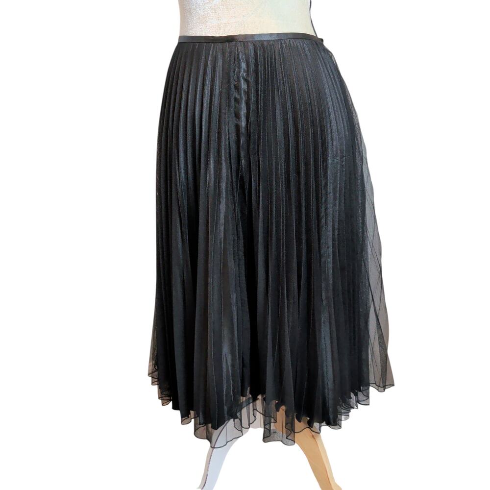 NOS NWT Vintage Tadashi Sz 14 Black Midi Pleated Skirt Tulle